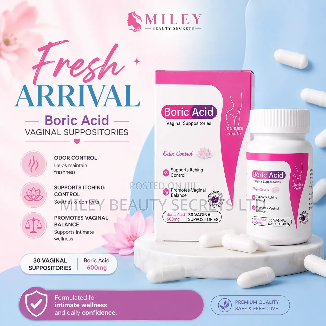 Dromaka Boric Acid Vaginal Suppositories 600mg 💗✨