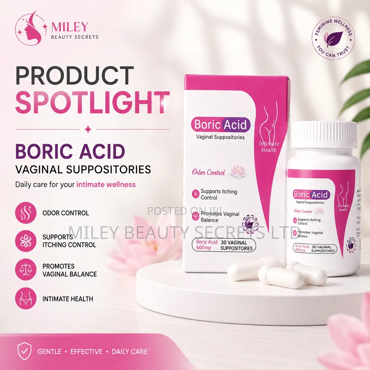 Dromaka Boric Acid Vaginal Suppositories 600mg 💗✨