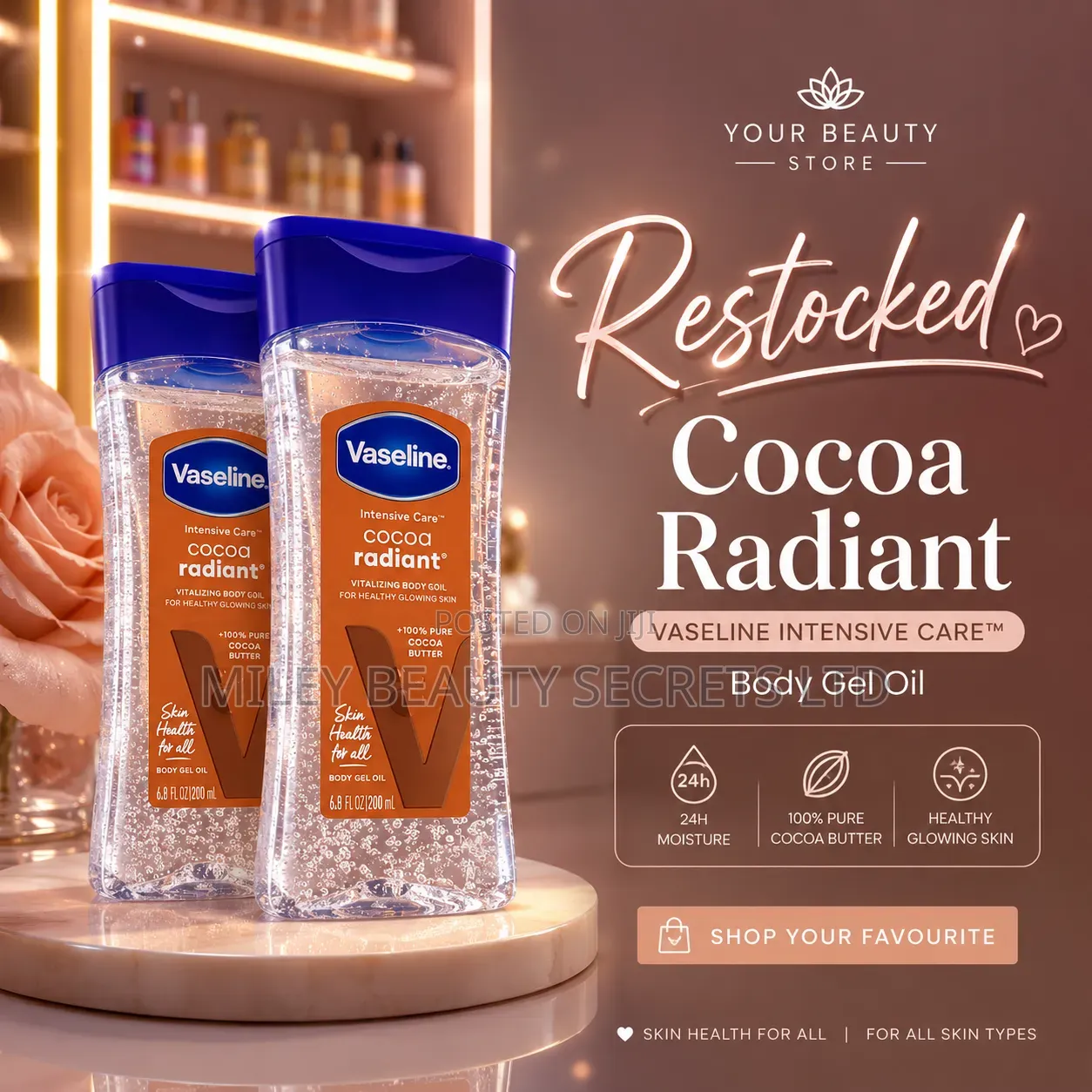 Vaseline Intensive Care Cocoa Radiant Body Gel Oil 🤎✨