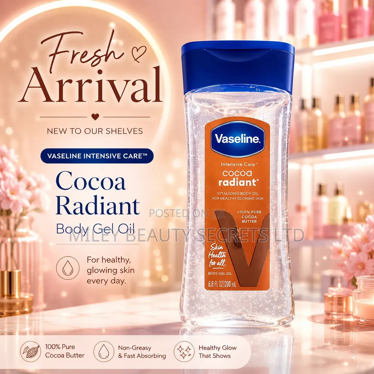 Vaseline Intensive Care Cocoa Radiant Body Gel Oil 🤎✨