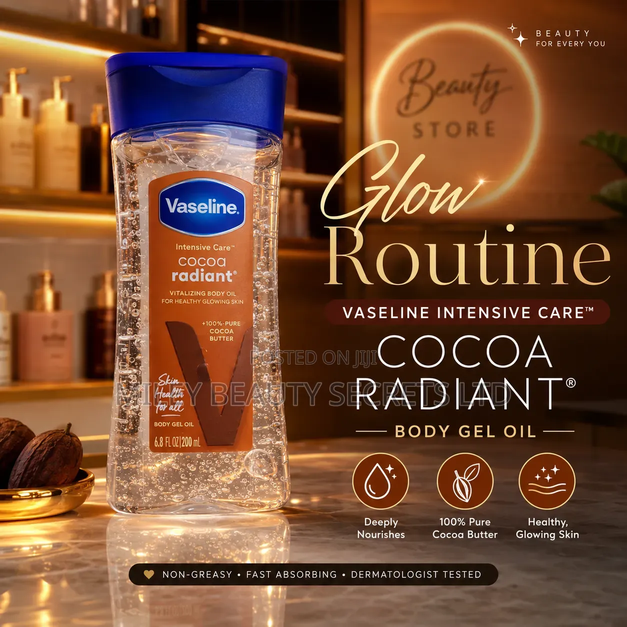 Vaseline Intensive Care Cocoa Radiant Body Gel Oil 🤎✨