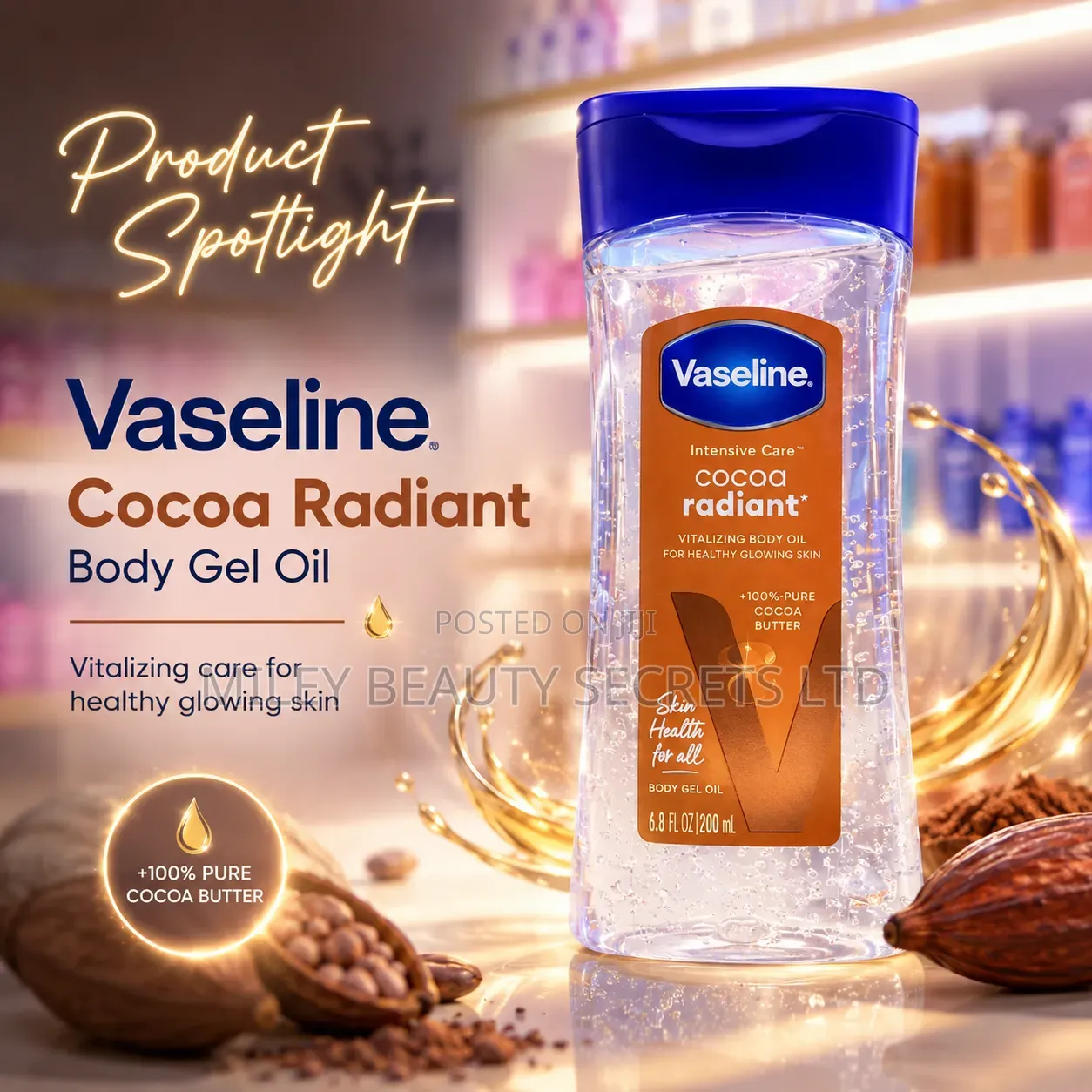 Vaseline Intensive Care Cocoa Radiant Body Gel Oil 🤎✨