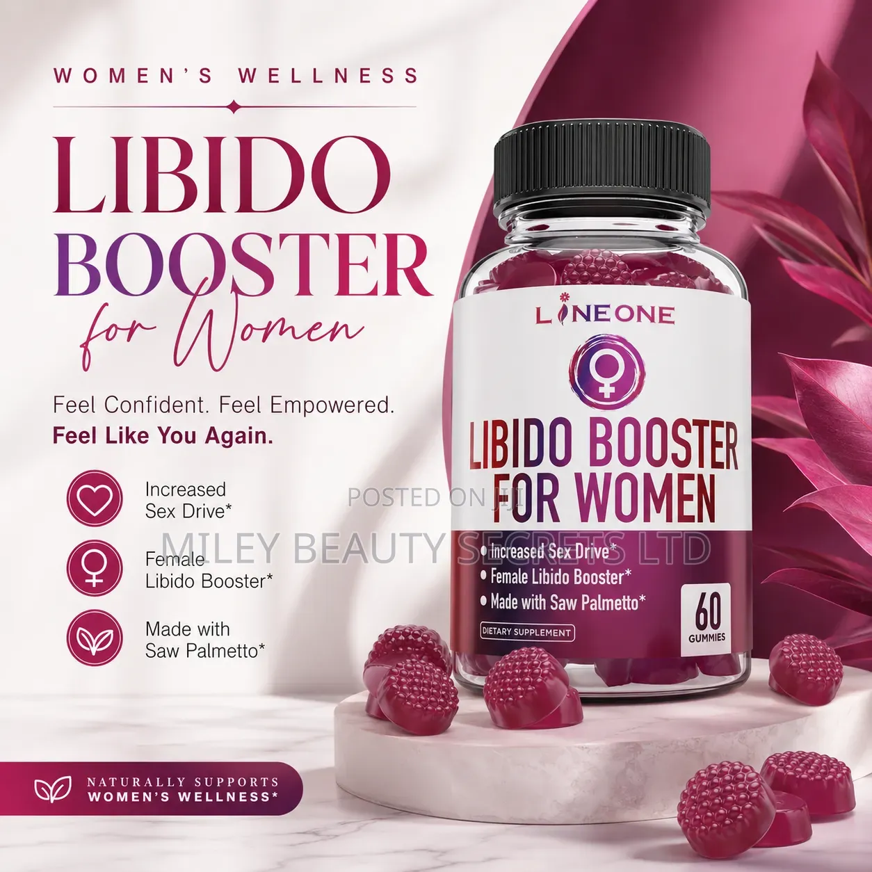 LINE ONE Libido Booster for Women – 60 Gummies