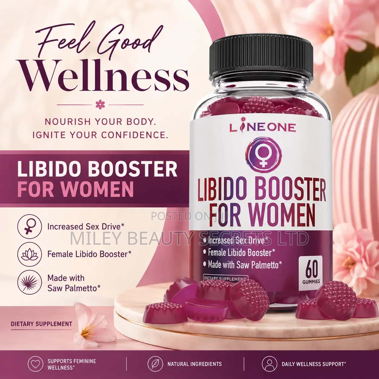 LINE ONE Libido Booster for Women – 60 Gummies