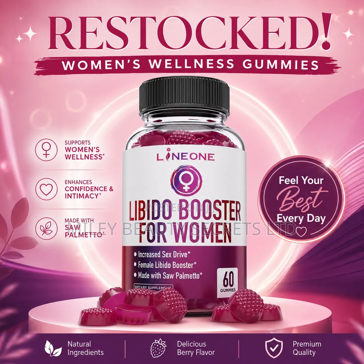 LINE ONE Libido Booster for Women – 60 Gummies