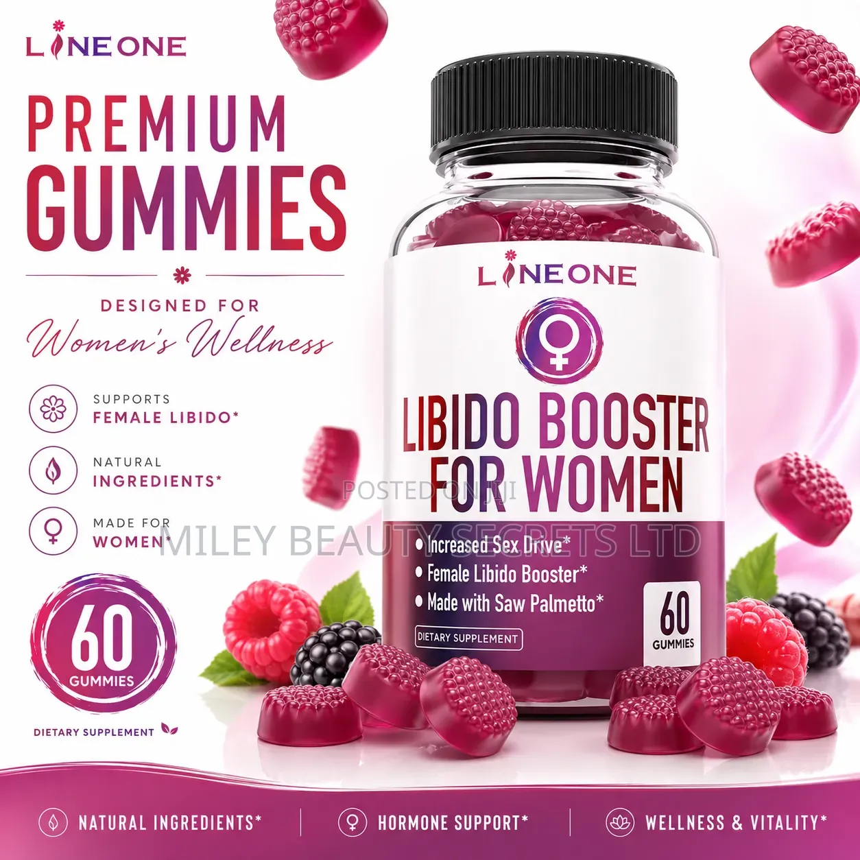 LINE ONE Libido Booster for Women – 60 Gummies