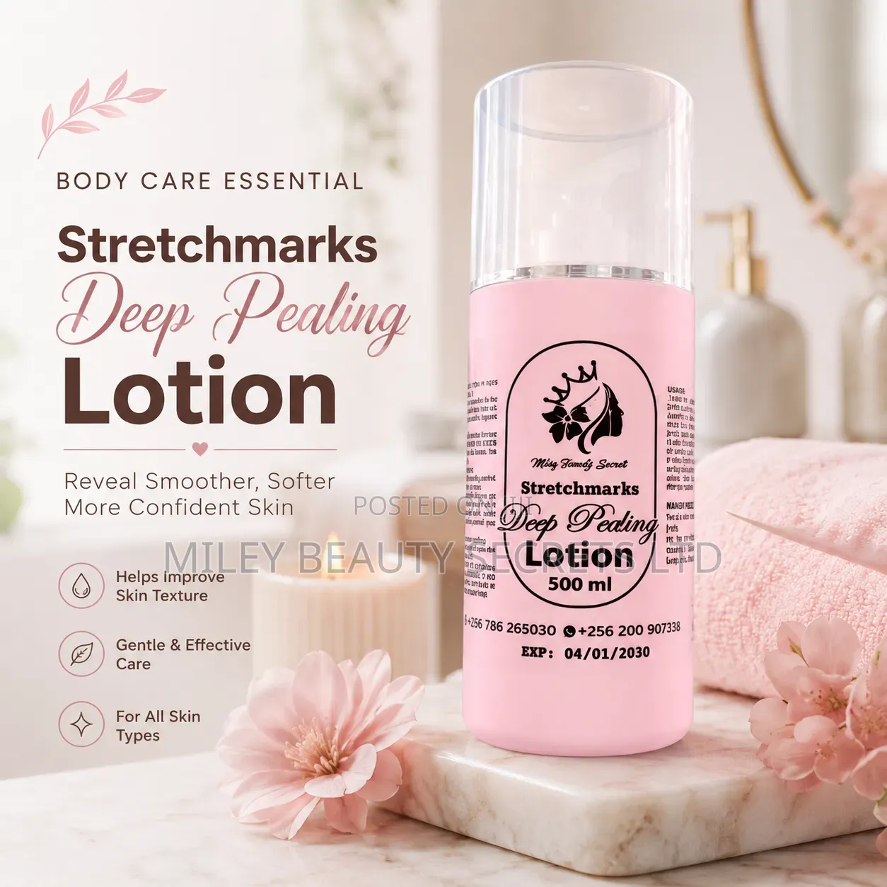 Stretchmarks Deep Pealing Lotion – 500ml 💗✨
