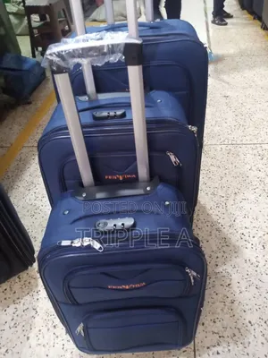3 PCS Navy Blue Soft-Sided Fabric Trolley Suitcase