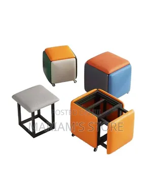 5-in-1 Nesting Cube Ottoman and Stool Set With a Metal Frame