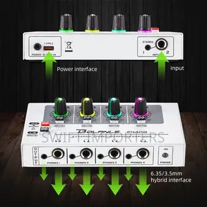 Headphone Amplifier PH400 8 Outputs and Mono Stereo Switch Band Radio
