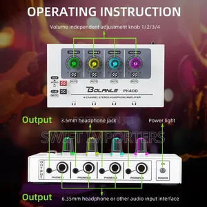 Headphone Amplifier PH400 8 Outputs and Mono Stereo Switch Band Radio