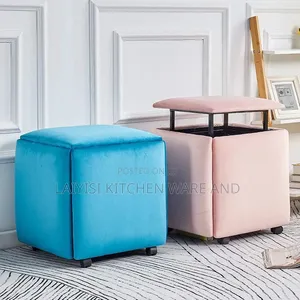 Chair Stool Combination, 5 in 1 Seating Cube Breathable Suede Footrest