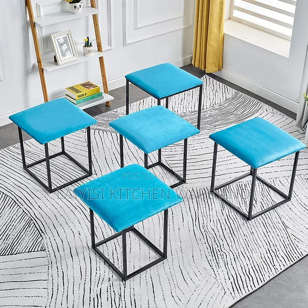 Chair Stool Combination, 5 in 1 Seating Cube Breathable Suede Footrest