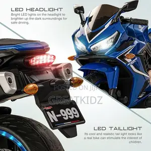 Blue Three-Wheeled Ride-on Toy Motorcycle 6V