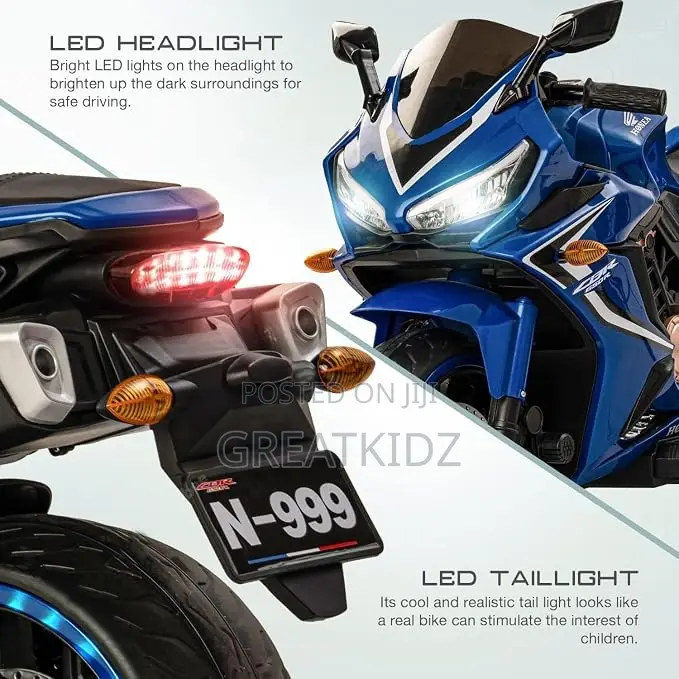 Blue Three-Wheeled Ride-on Toy Motorcycle 6V
