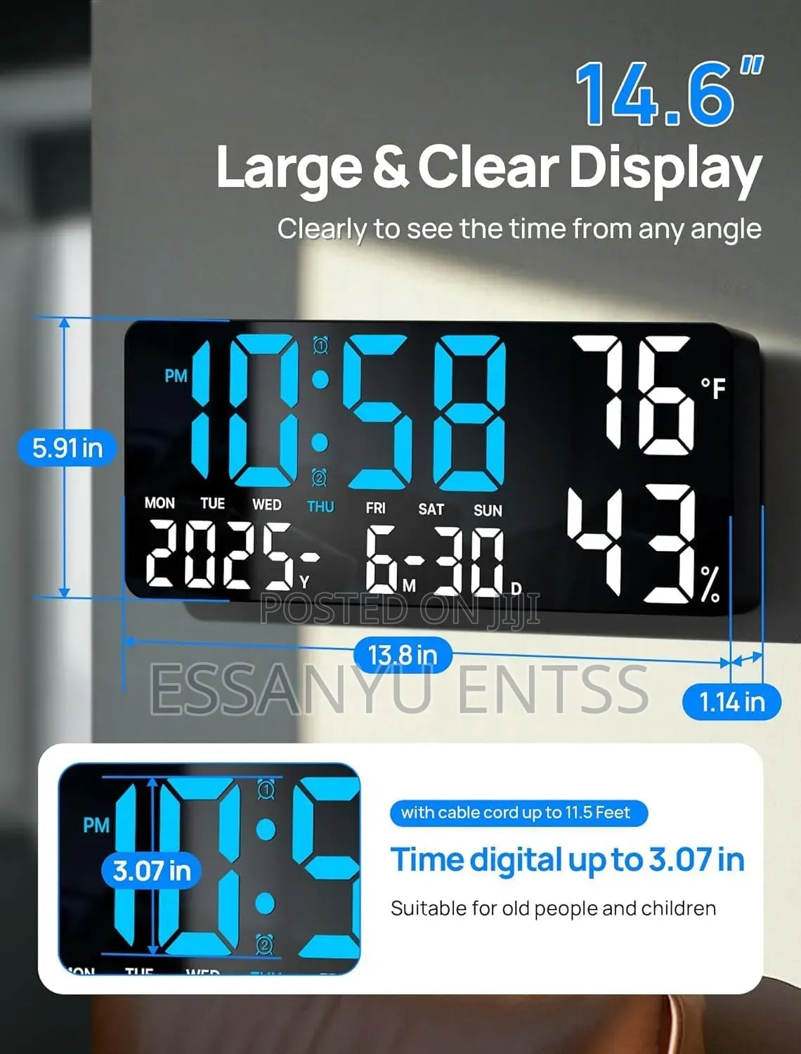 5 in 1 LED Digital Wall/ Stand Clock