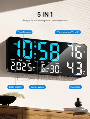 5 in 1 LED Digital Wall/ Stand Clock