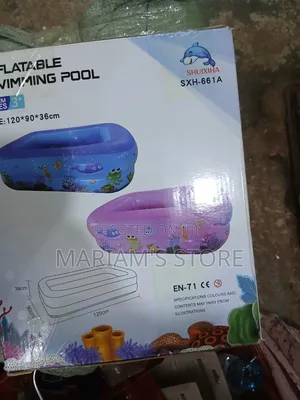Rectangular Inflatable Kids' Swimming Pool Measuring 120 X 90 X 36 Cm