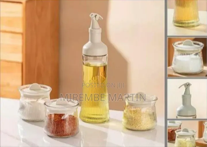 Elegant Glass Oil Dispenser and Spice Jar Set - Multicolor