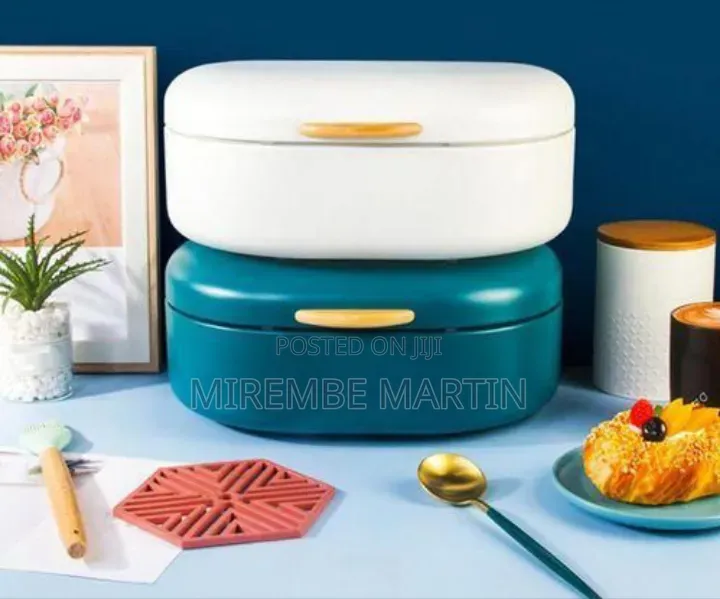 Modern Metallic Oval Bread Box