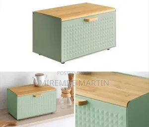 Modern Bread Bin With Natural Wooden Cutting Board Lid