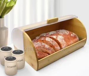 Elegant Wooden Bread Box With Transparent Roll-Top Lid