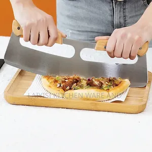Sharp Pizza Cutter Wooden Handle W/ Protective Cover Stainless Steel