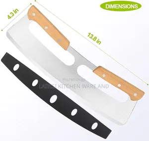 Sharp Pizza Cutter Wooden Handle W/ Protective Cover Stainless Steel