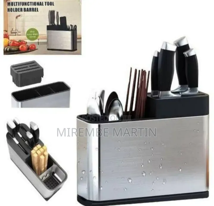 Stainless Steel Multi-Functional Knife Block and Utensil Caddy