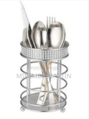 Glamorous Metallic Cutlery Holder With Rhinestone Detailing -