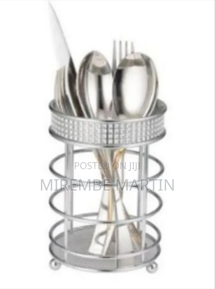 Glamorous Metallic Cutlery Holder With Rhinestone Detailing -