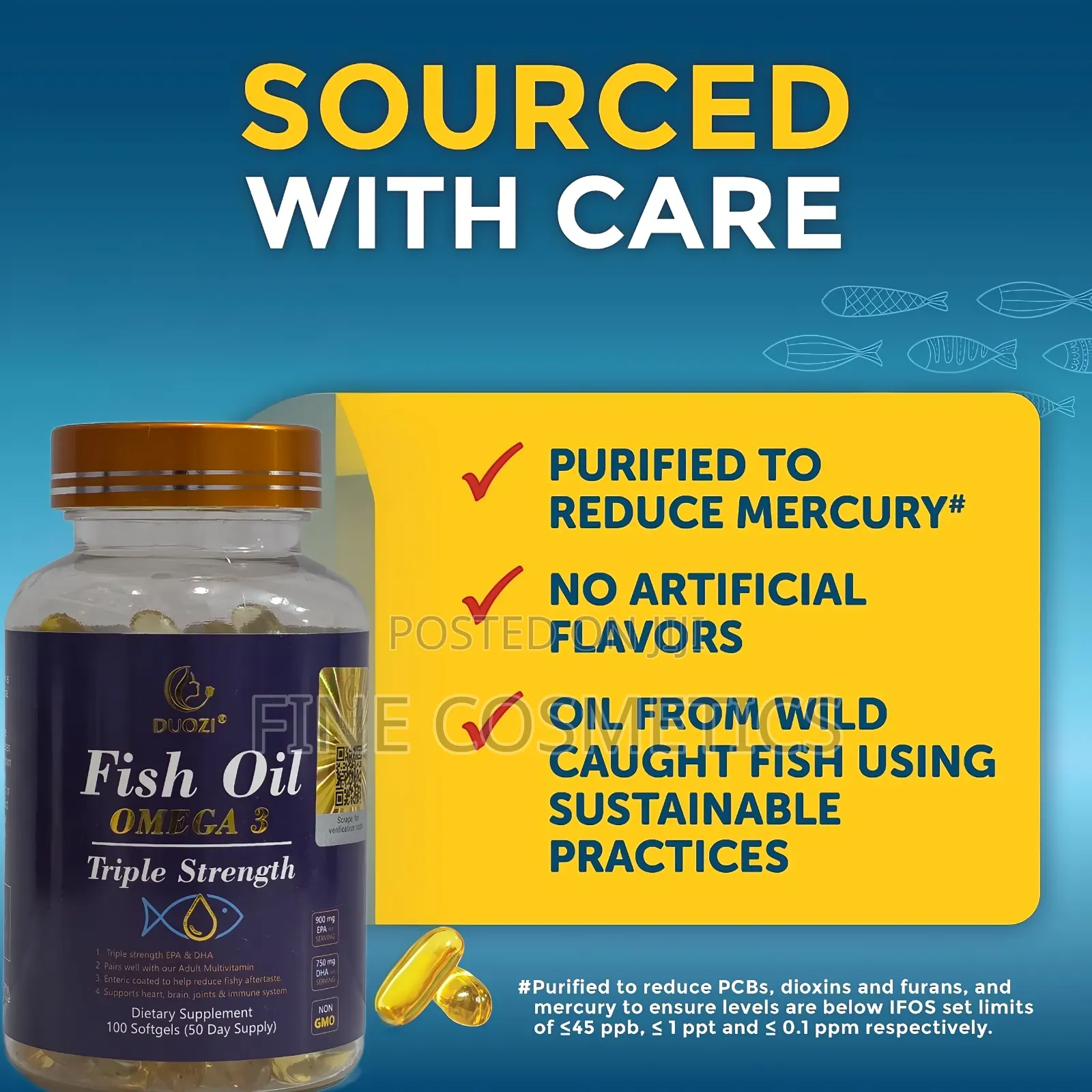 Omega 3 Fish Oil Heart,Brain,Skin,Joints + Immune Support 100 Capsules