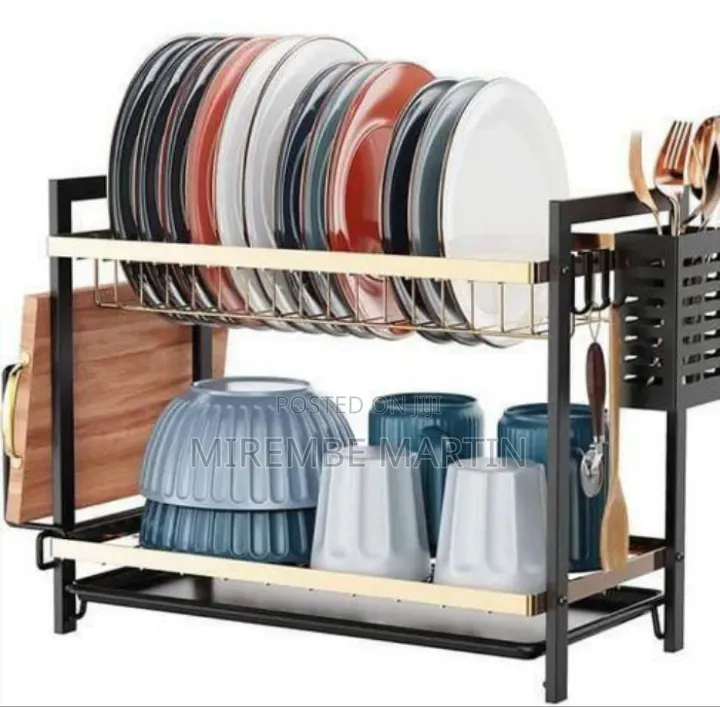 Sophisticated Two-Tier Dish Drying Rack and Countertop Organizer