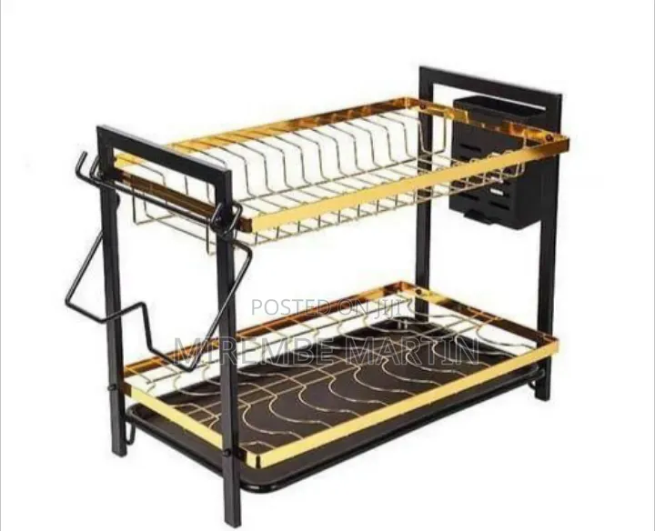 Sophisticated Two-Tier Dish Drying Rack and Countertop Organizer
