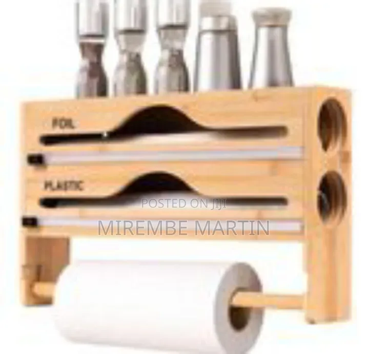 Bamboo Kitchen Wrap Dispenser and Paper Towel Holder - Multicolor