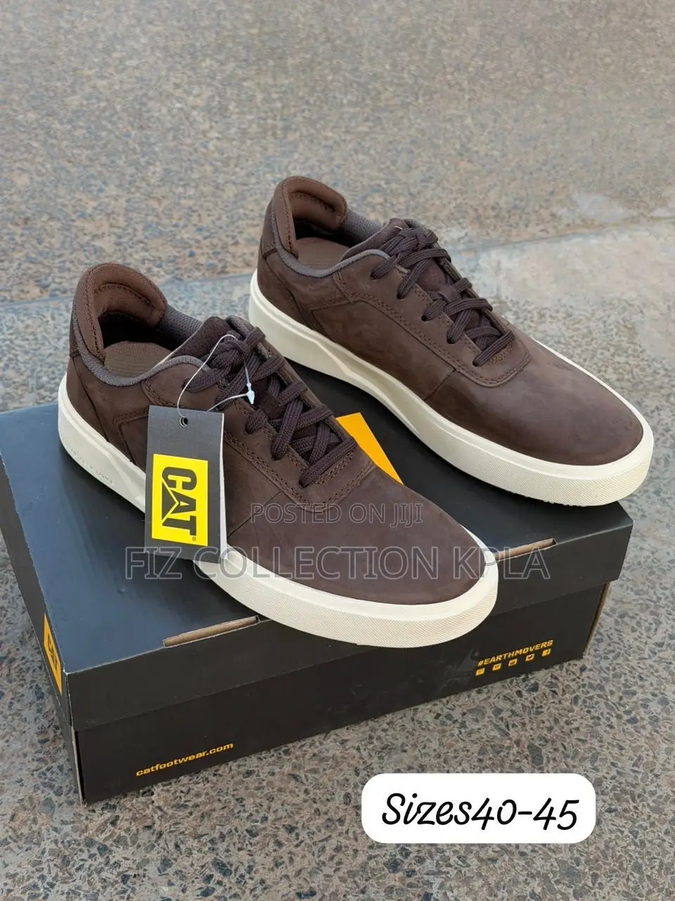 Original Brown CAT Caterpillar Leather Casual Low Top Sneakers