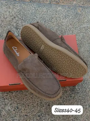 Original Taupe Clarks Suede Slip-on Casual Loafers for Men