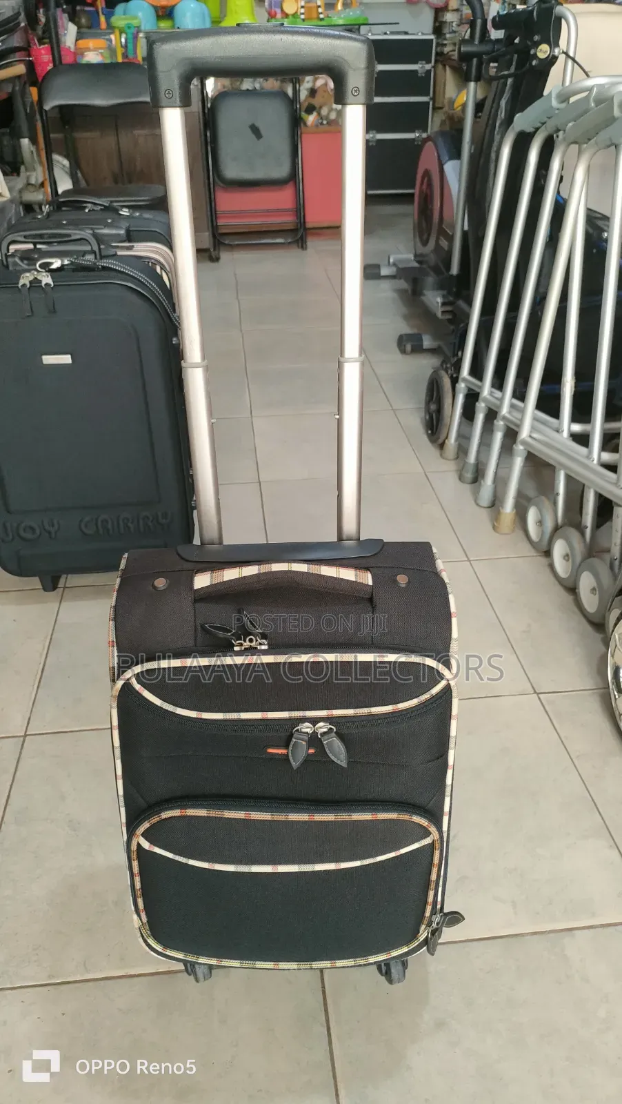 Japanese Gutentag Black Softside Fabric Trolley Suitcase.