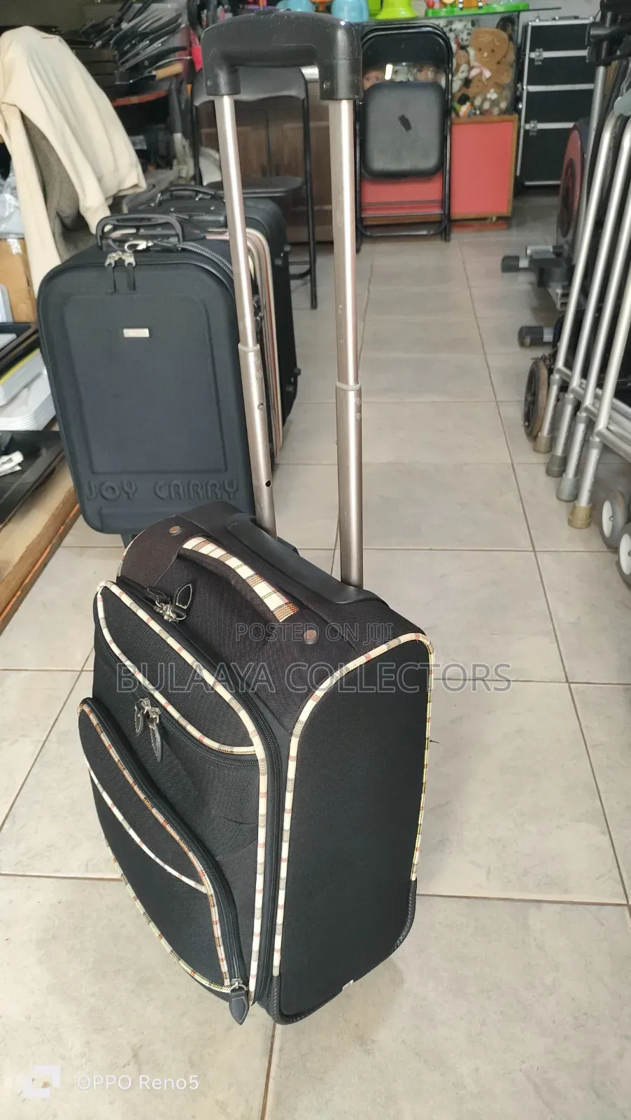 Japanese Gutentag Black Softside Fabric Trolley Suitcase.