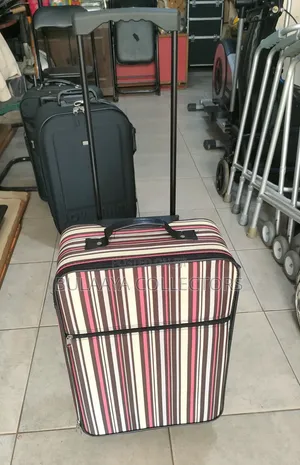 Japanese Striped, Soft-Sided Rolling Travel Trolley Suitcase.