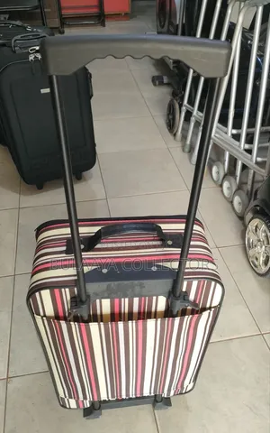 Japanese Striped, Soft-Sided Rolling Travel Trolley Suitcase.