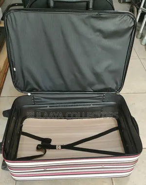 Japanese Striped, Soft-Sided Rolling Travel Trolley Suitcase.