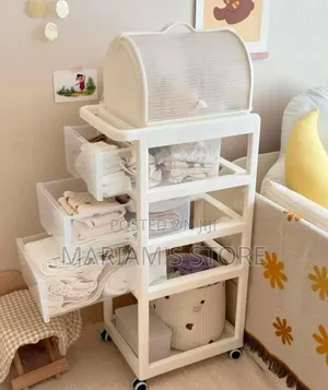 Multi-Layer Mobile Baby Organizing Cart With Pull-Out Drawers