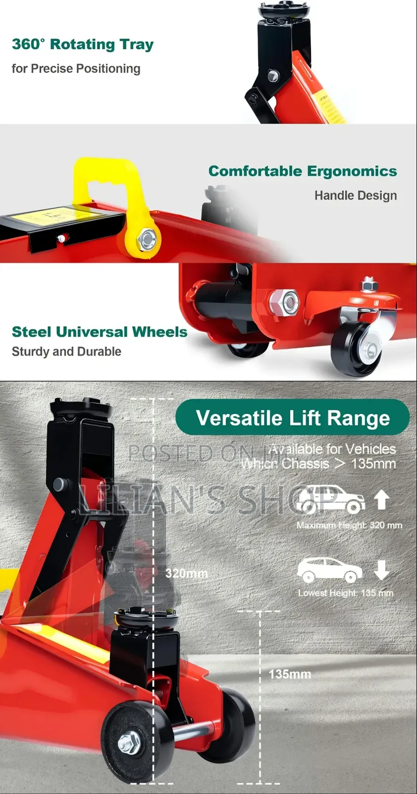 Trolley Jack With Hydraulic Piston Quick Lift Pump
