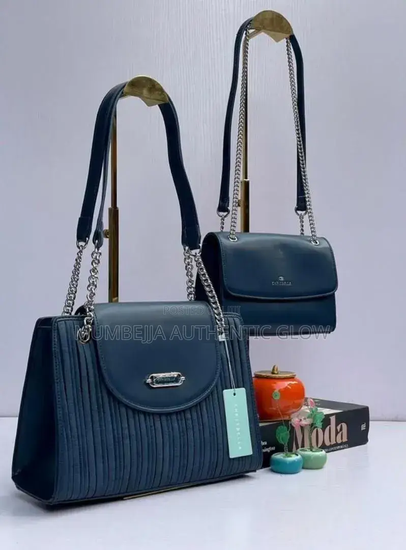 Elegant Pleated 2 Piece Handbag Set -Taupe/ Beige.