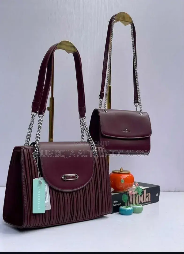 Elegant Pleated 2 Piece Handbag Set -Taupe/ Beige.