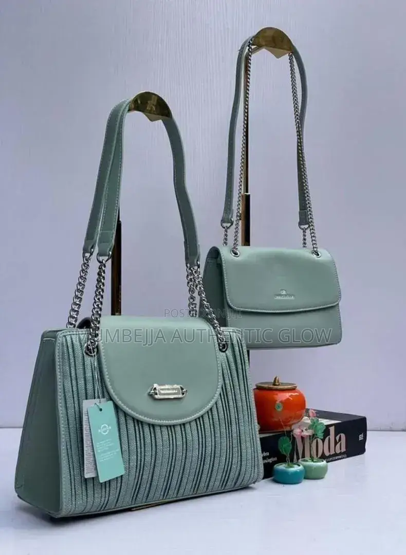Elegant Pleated 2 Piece Handbag Set -Taupe/ Beige.