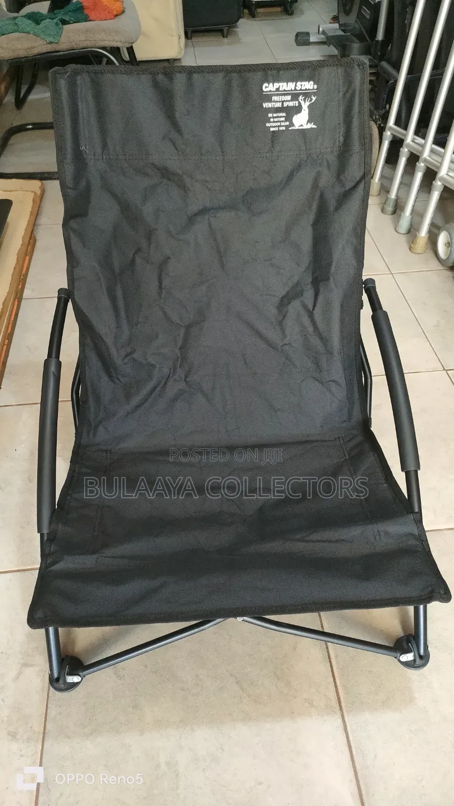 Japanese Captain Stag Low Style Easy Camping Chair, in Black.