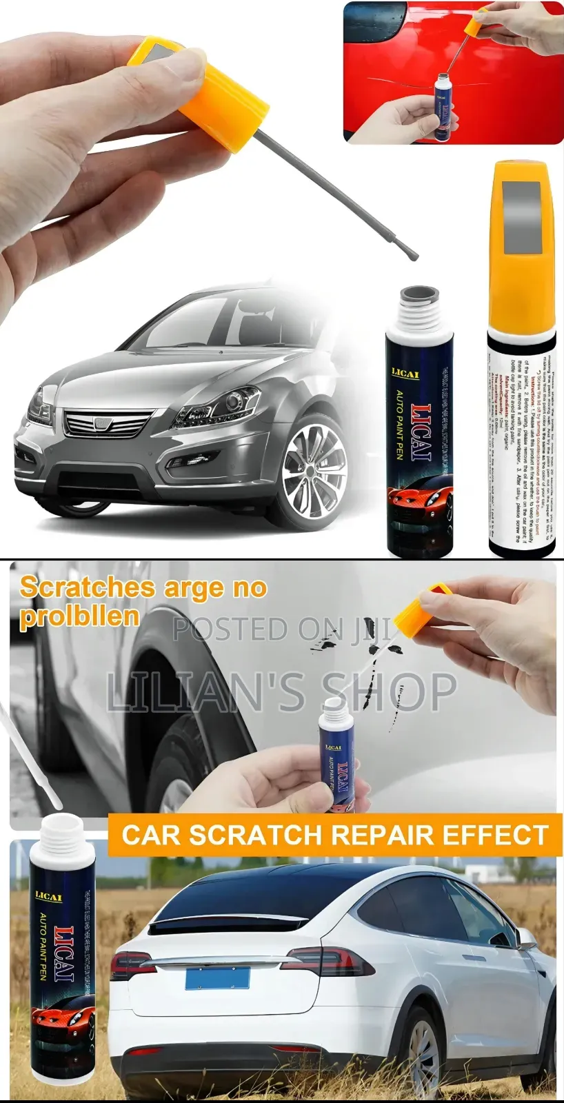 3pcs Lical Auto Paint Touch-Up Pen- Flash Silver