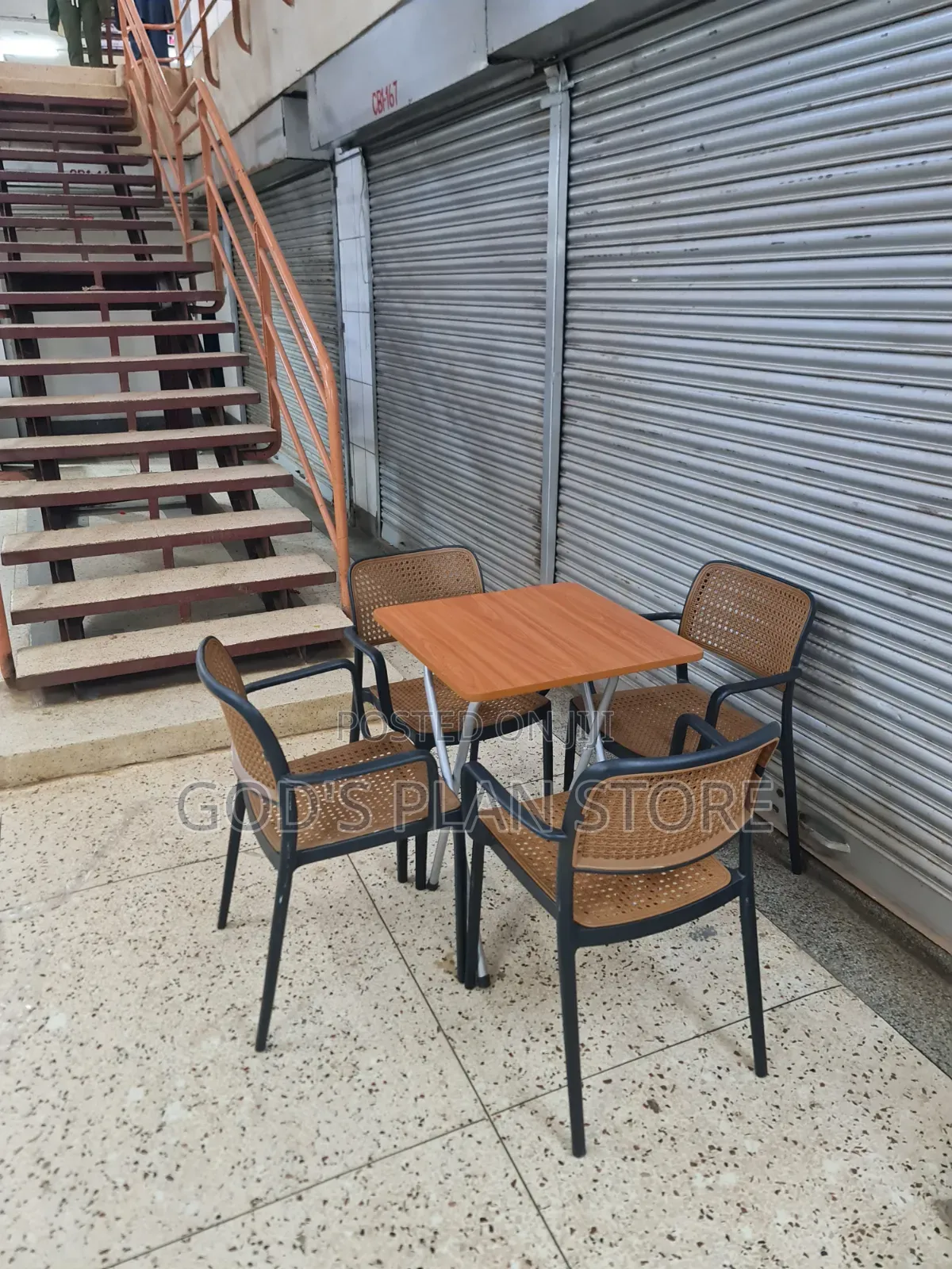 Beige X_shaped Dining Foldable Table and Chairs for Restaurant